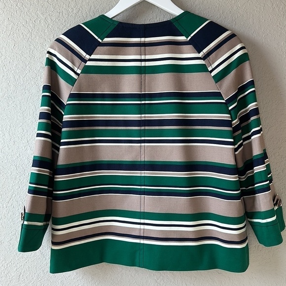 Talbots Green & Blue Striped Jacket Size 8 - Picture 4 of 13